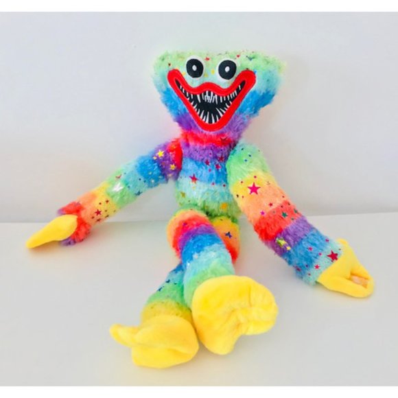 17” Glittering Huggy Wuggy Plush Stuffed Monster Laughing Toy-Rainbow - Picture 1 of 5